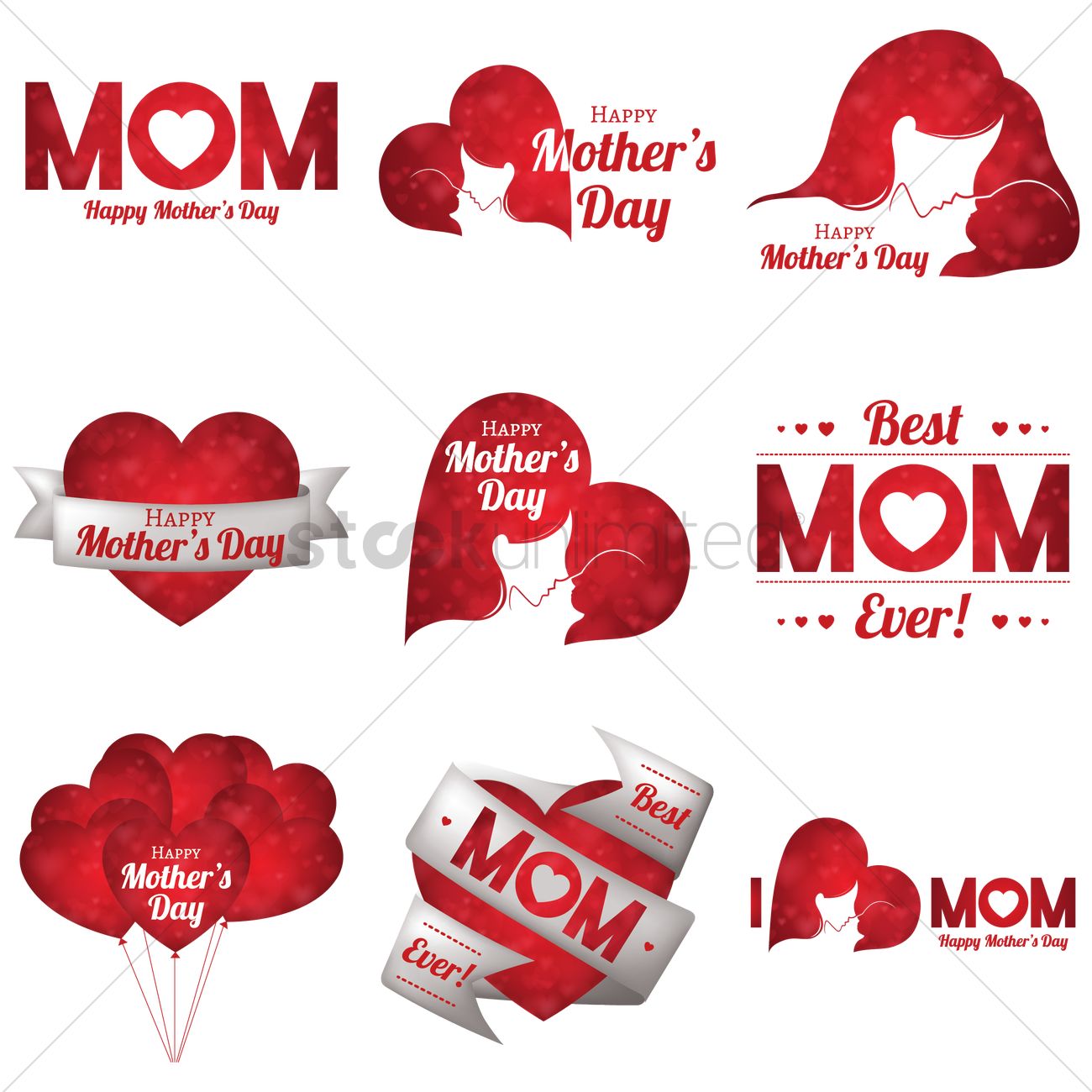 Set Of Mother's Day Icons Vector Image 1300x1300 Set Of Mother's Day Icons Vector Image