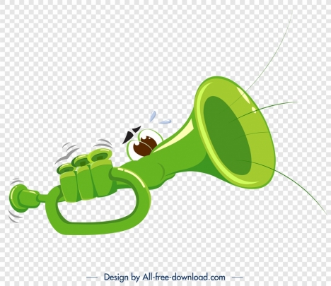 468x405 Trumpet Instrument Icon Green Motion Design Vectors Stock