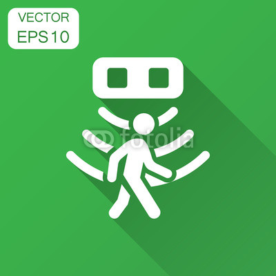 400x400 Motion Sensor Icon In Flat Style Sensor Waves With Man Vector