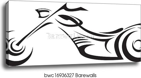 453x252 Vector Silhouette Of Classic Motorcycle Moto Icon, Canvas Print