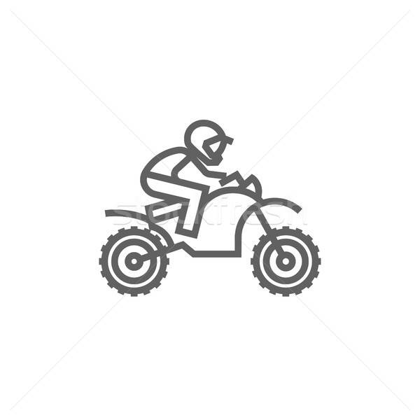 600x600 Man Riding Motocross Bike Line Icon Vector Illustration Andrei