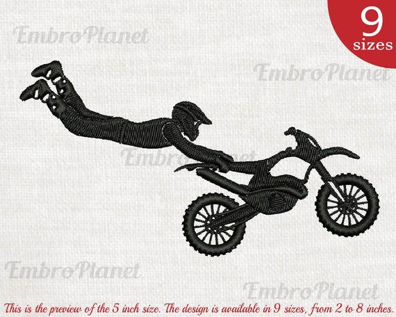 570x456 Flying Motocross Biker Design For Embroidery Machine Etsy