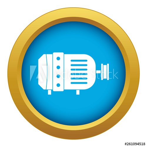 500x500 Electric Motor Icon Blue Vector Isolated On White Background