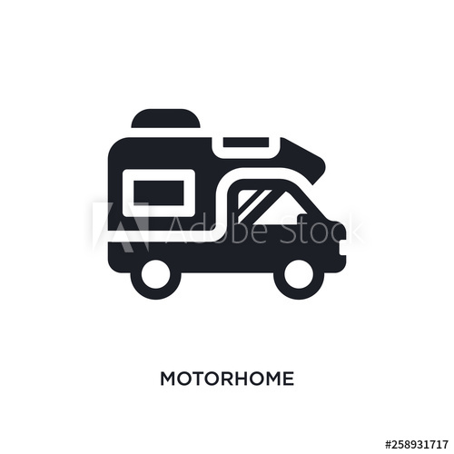 500x500 Black Motorhome Isolated Vector Icon Simple Element Illustration