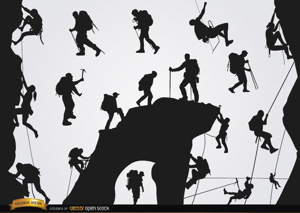 600x425 Mountain Climbing Silhouettes Set Free Vector Free Vectors Ui