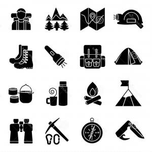 300x300 Stock Illustration Mountain Climbing Icon Set Black Equipment