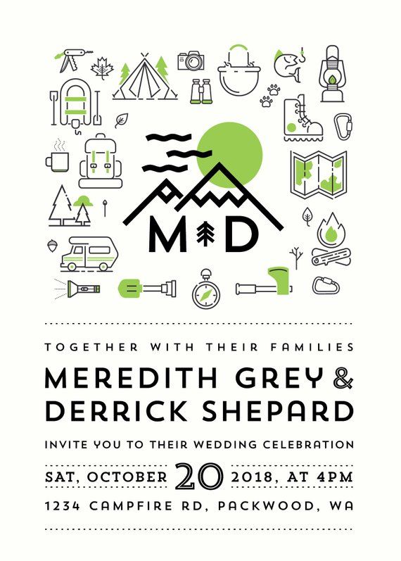 570x797 Icon Mountain Outdoor Adventure Wedding Invitation With Rsvp