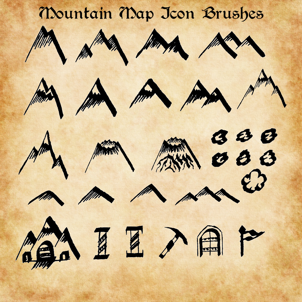 1024x1024 Mountain Map Icon Brushes For Gimp