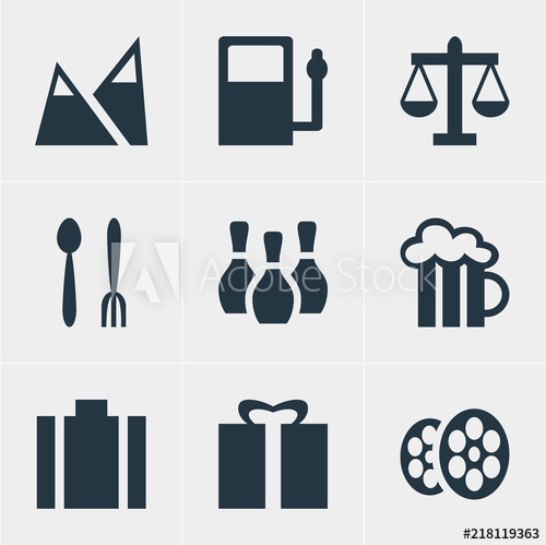 500x499 Vector Illustration Of Map Icons Editable Set Of Portfolio