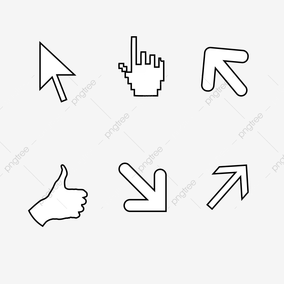 1200x1200 Black And White Mouse Arrow Cursor Png Transparent Layer Material