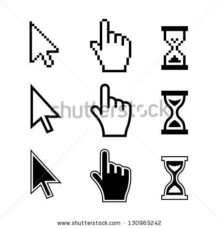 450x470 Pixel Cursors Icons Mouse Hand Arrow Hourglass Vector