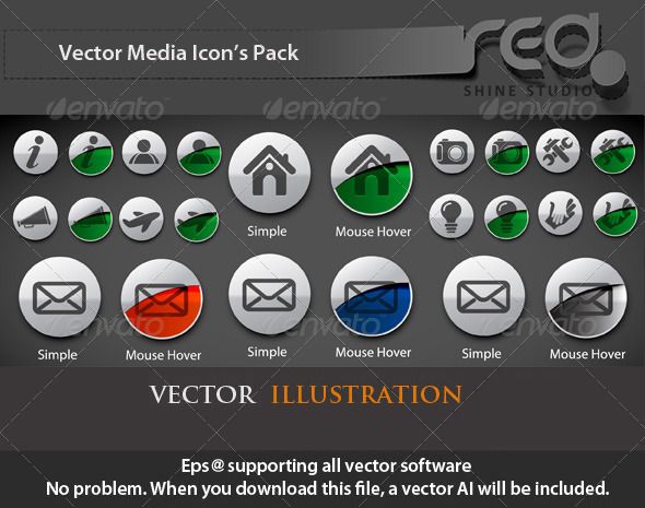 590x465 Mouse Hover Vector Icons Set
