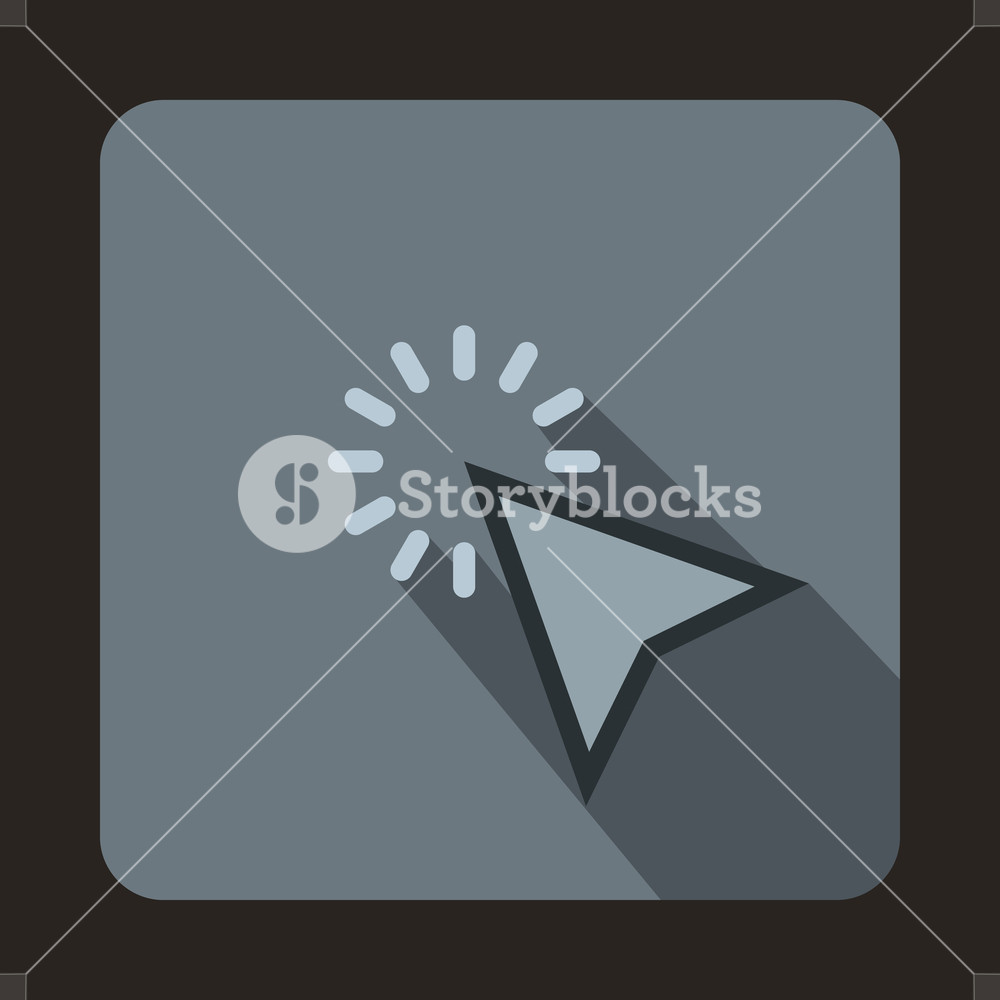 1000x1000 Mouse Cursor Is Over Object Icon In Flat Style With Long Shadow