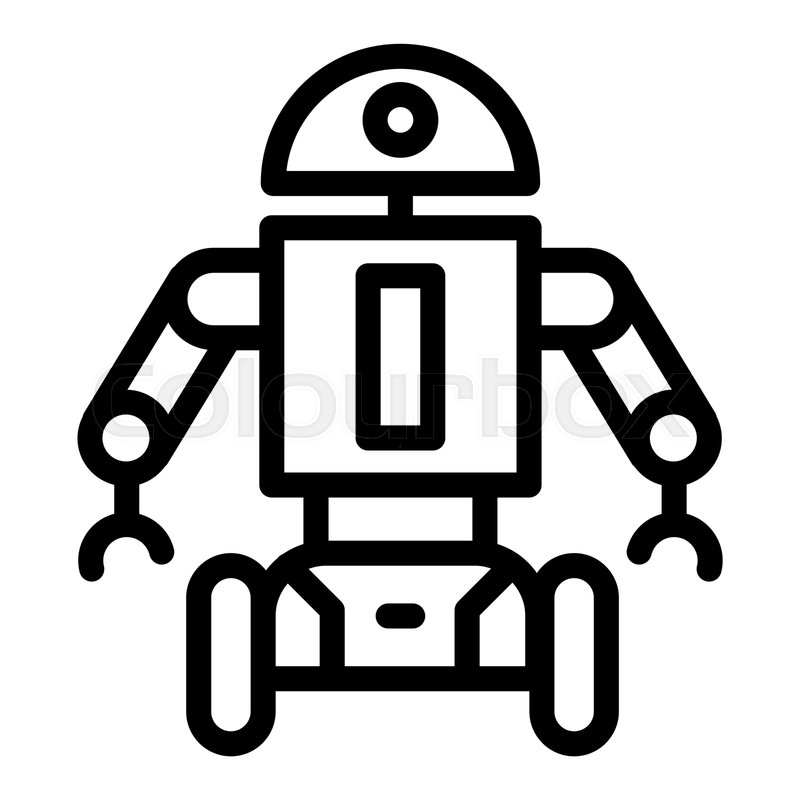 800x800 Robot On Wheels Line Icon Movable Stock Vector Colourbox