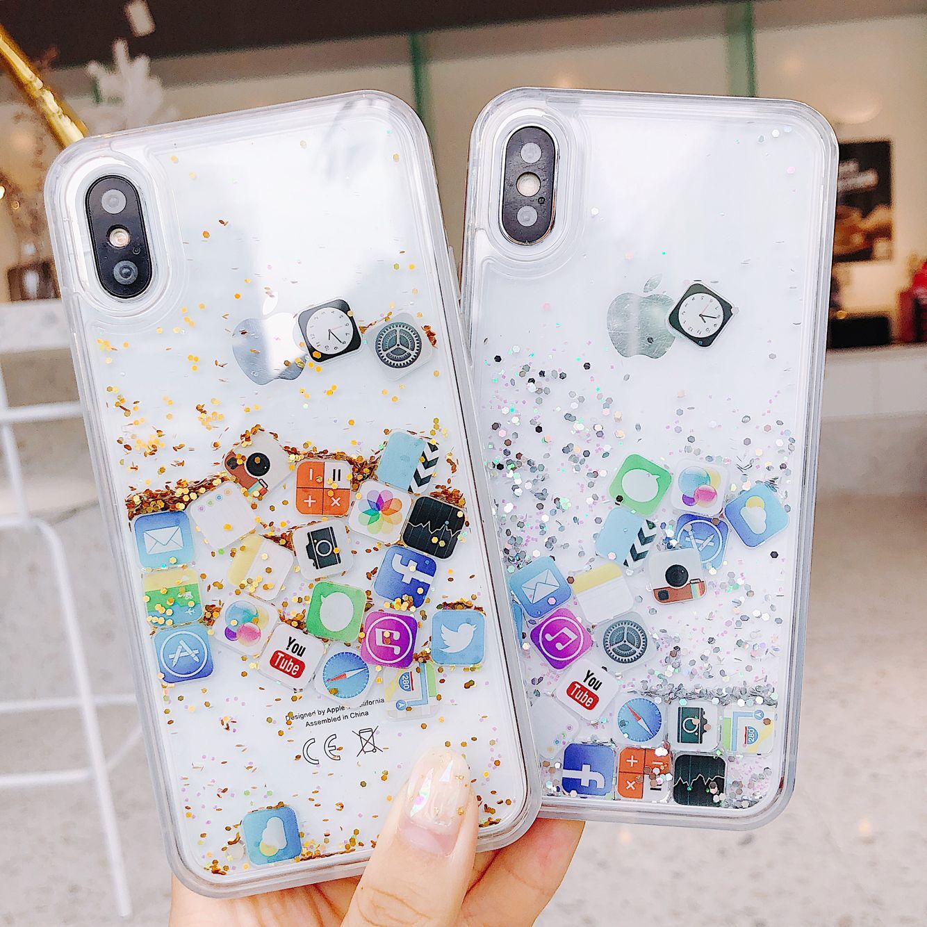 1334x1334 App Icon Glitter Quicksand Phone Case For Iphone X Xs Max Xr