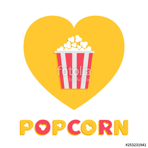 500x500 Popcorn Red Yellow Strip Box Package Heart Shape I Love Cinema
