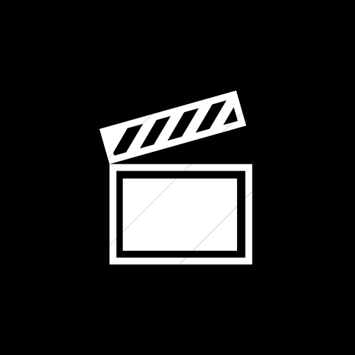 512x512 Iconsetc Flat Square White On Black Classica Movie Clapper Icon