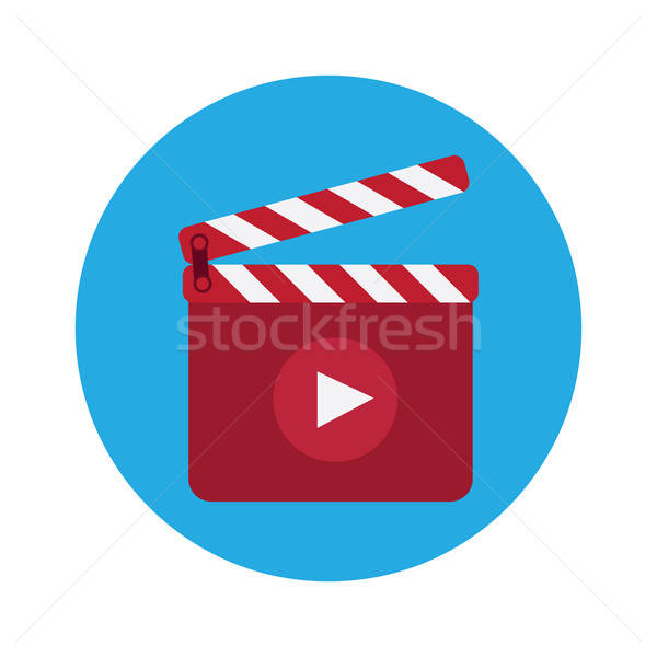 600x600 Movie Clapper Board Icon With Shadow, Illustraion Vector
