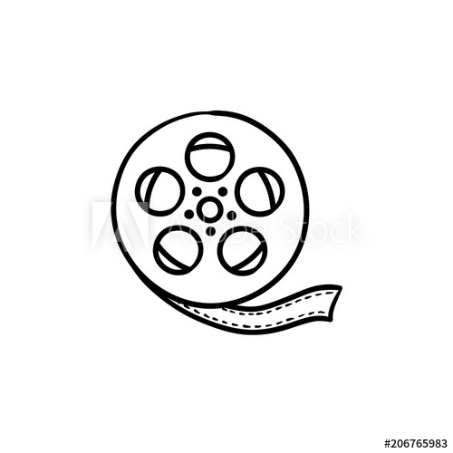500x500 Cinema Camera Reel Hand Drawn Outline Doodle Icon Motion Movie