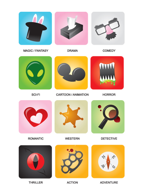 Free Vector Movie Genres Icons 489x664 Free Vector Movie Genres Icons