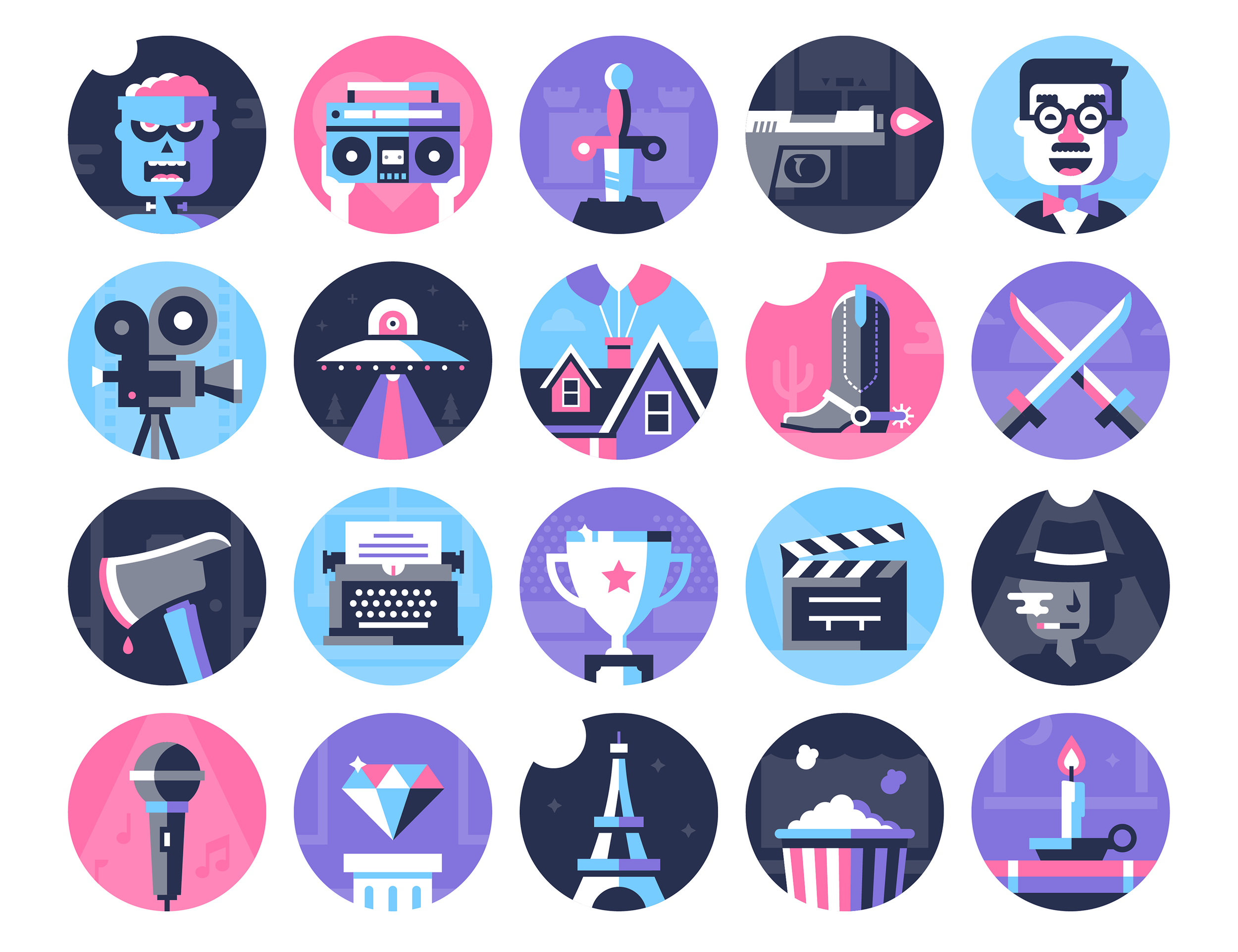 Movie Genre Icons Flat Icon Iconic Movies, Icon Design 2500x1923 Movie Genre Icons Flat Icon Iconic Movies, Icon Design