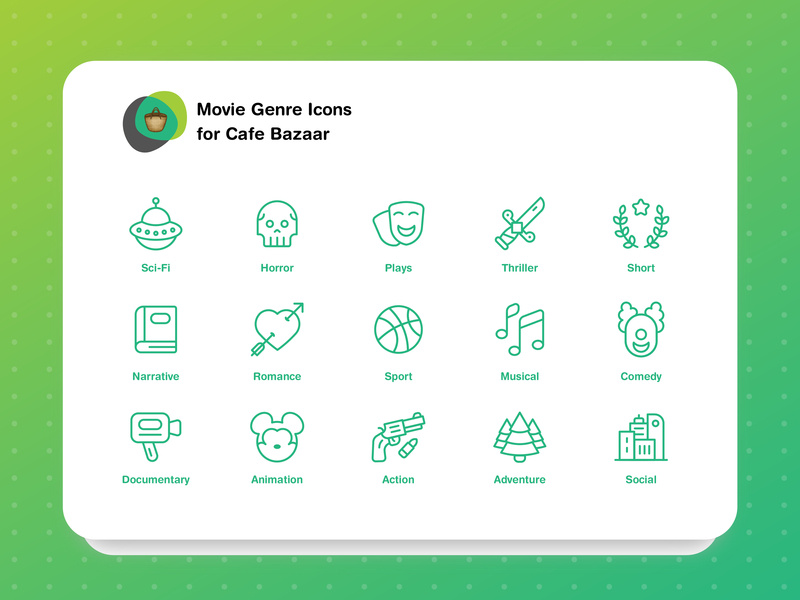 Movie Genres Icon Set 800x600 Movie Genres Icon Set
