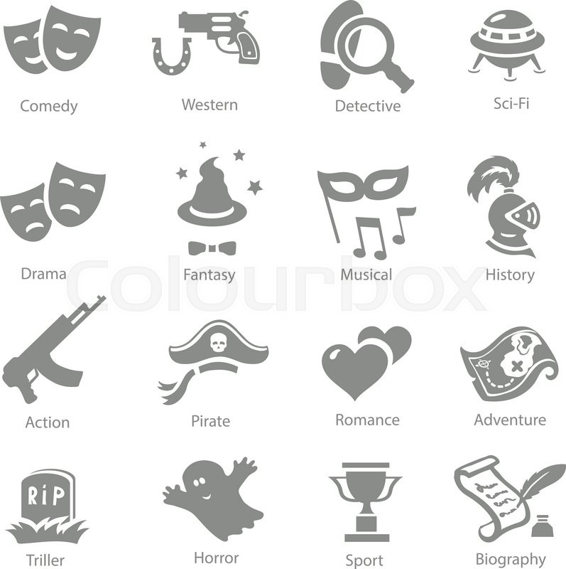 Film Genres Vector Icon Set Vector Stock Vector Colourbox 797x800 Film Genres Vector Icon Set Vector Stock Vector Colourbox