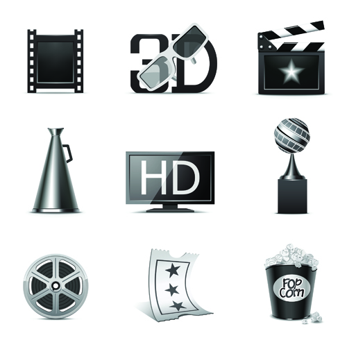 500x500 Vector Set Of Icons Movies Elements Free Download