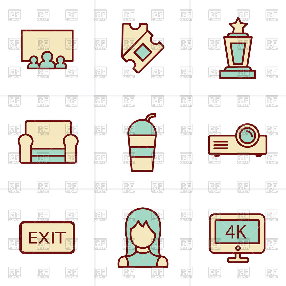 1200x1200 Cinema And Movie Icons Set Vector Image Of Sport And Leisure