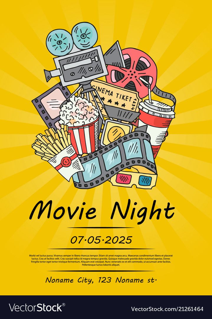 719x1080 Cinema Decor In Doodle Icon