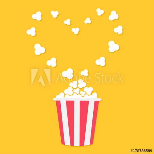 500x500 Popcorn Popping Heart Shape Frame Red Yellow Strip Box Cinema