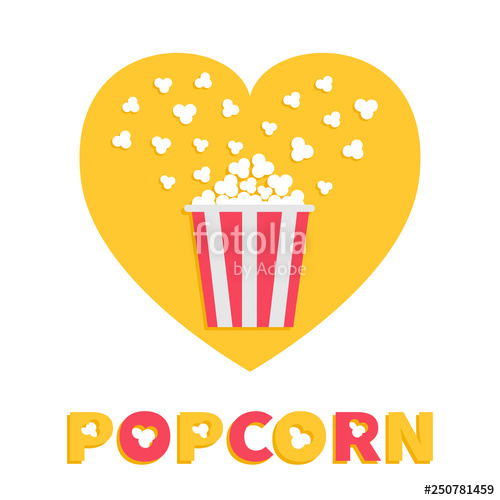 500x500 Popcorn Popping Red Yellow Strip Box Package Heart Shape I Love