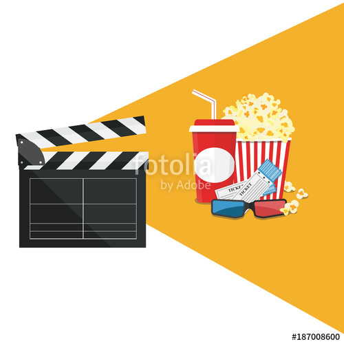 500x500 Vector Illustration Popcorn And Drink Film Strip Border Cinema