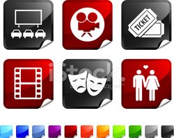 250x199 Drive In Movie Night Royalty Free Vector Icon Set Stickers Stock