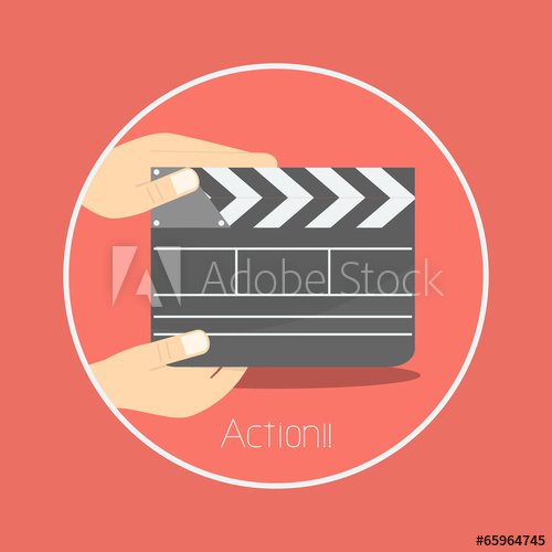 500x500 Action Vector Movie Slate Icon Flat Design