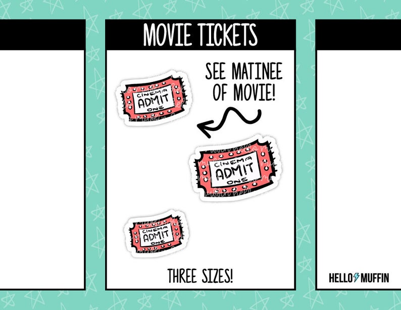 794x613 Movie Ticket Cinema Ticket Doodle Icon Planner Stickers Etsy
