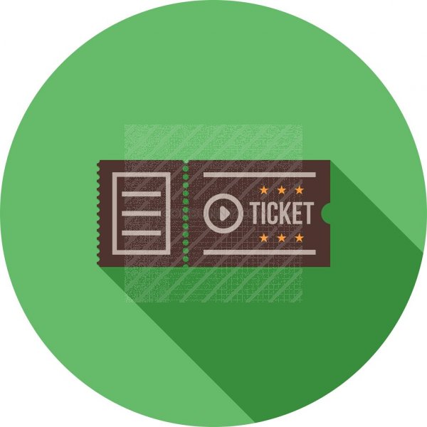600x600 Movie Ticket Flat Shadowed Icon