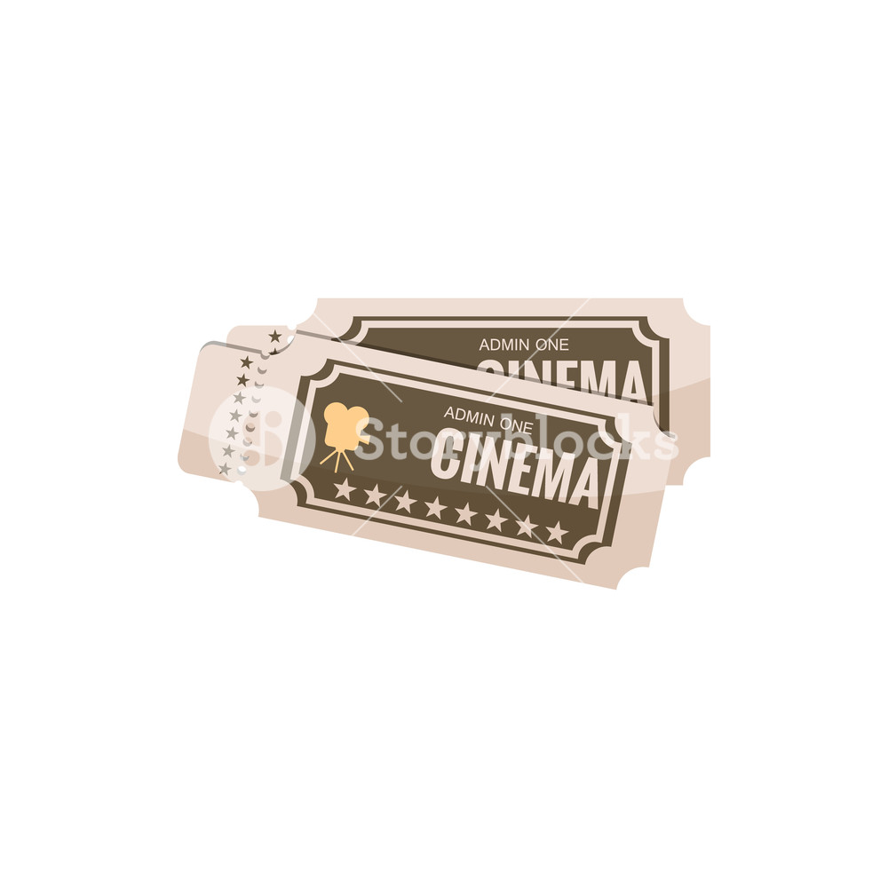 1000x1000 Movie Ticket Icon In Cartoon Style Isolated On White Background