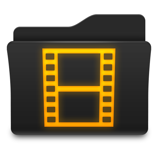 512x512 Black And Golden Movies Folder Images