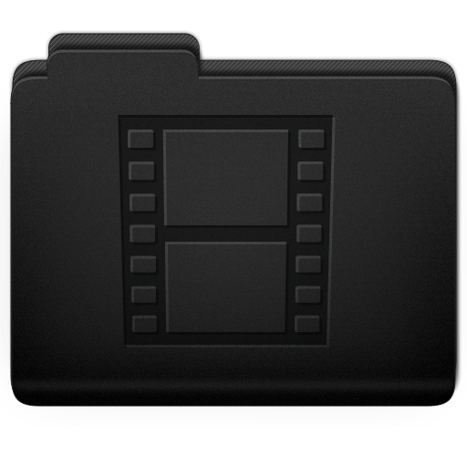 512x512 Black Get Movies Folder Icon Pictures