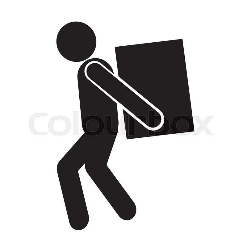 800x800 Man Moving Box Pictogram Icon Stock Vector Colourbox