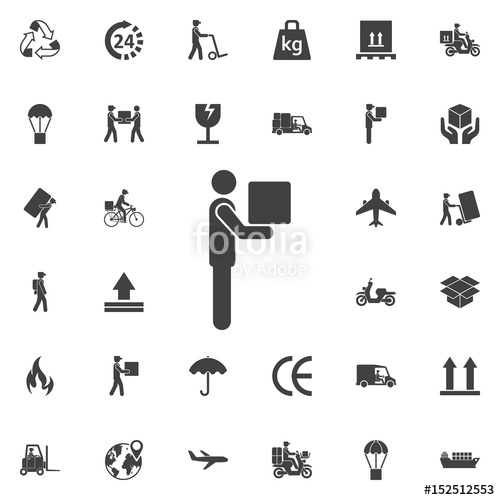 500x500 Man Moving Box Pictogram Icon Stock Image And Royalty Free Vector