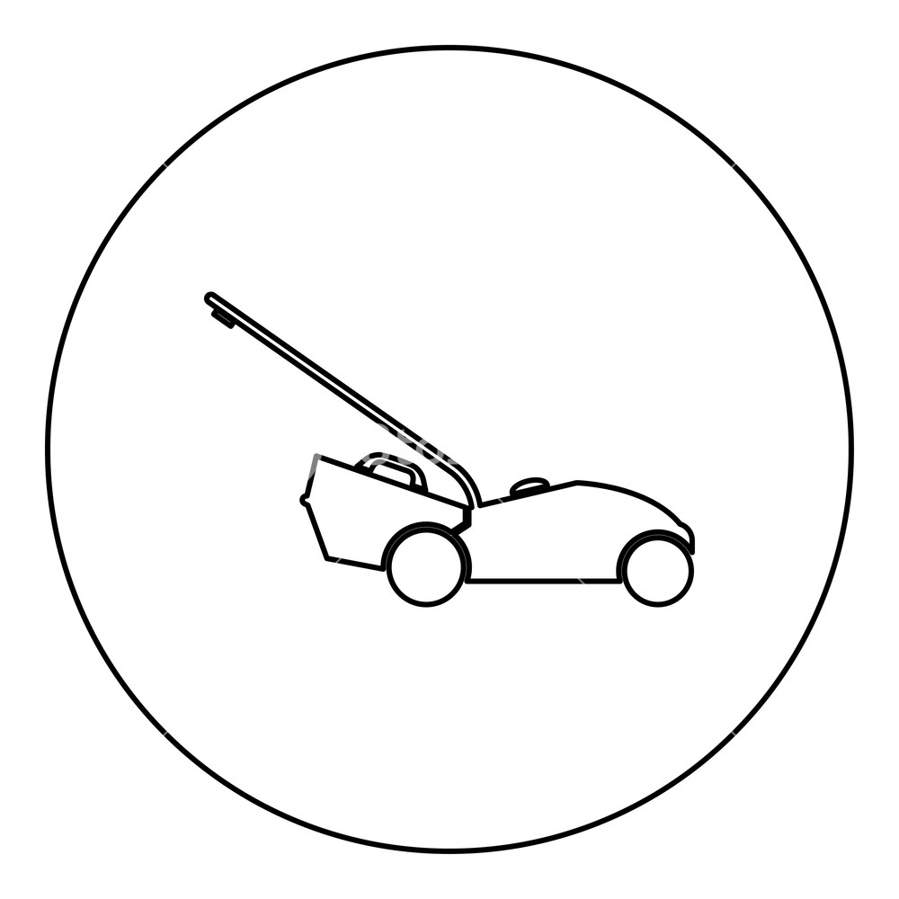 1000x1000 Lawn Mower Icon Black Color In Round Circle Outline Vector
