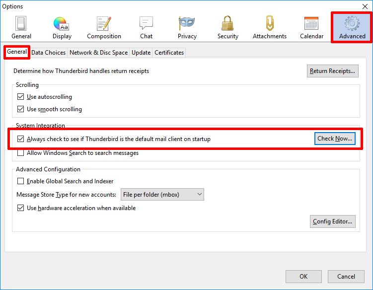 how to turn off mozilla thunderbird update