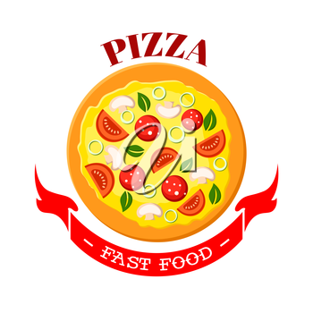 350x350 Pizza Icon Fast Food Snack Vector Isolated Emblem Of Italian