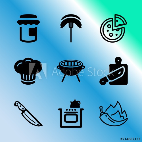 500x500 Vector Icon Set About Kitchen With Icons Related To Furniture