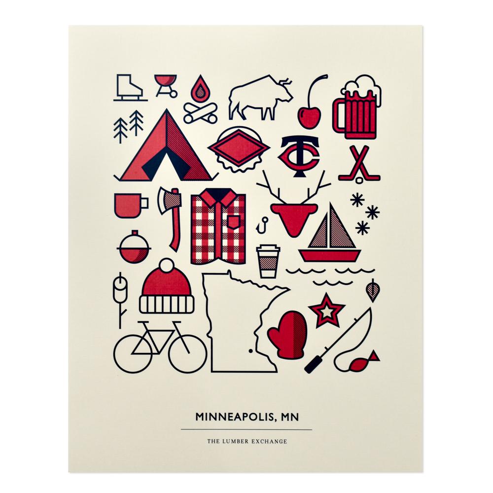1000x1000 Minneapolis Icon Cityscape X Print Neighborly