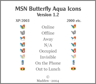 320x280 Msn Butterfly Aqua Icons