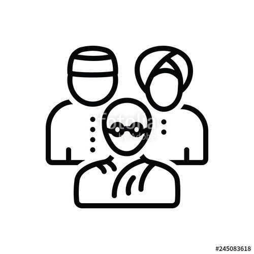 500x500 Black Line Icon For Multicultural Stock Image And Royalty Free