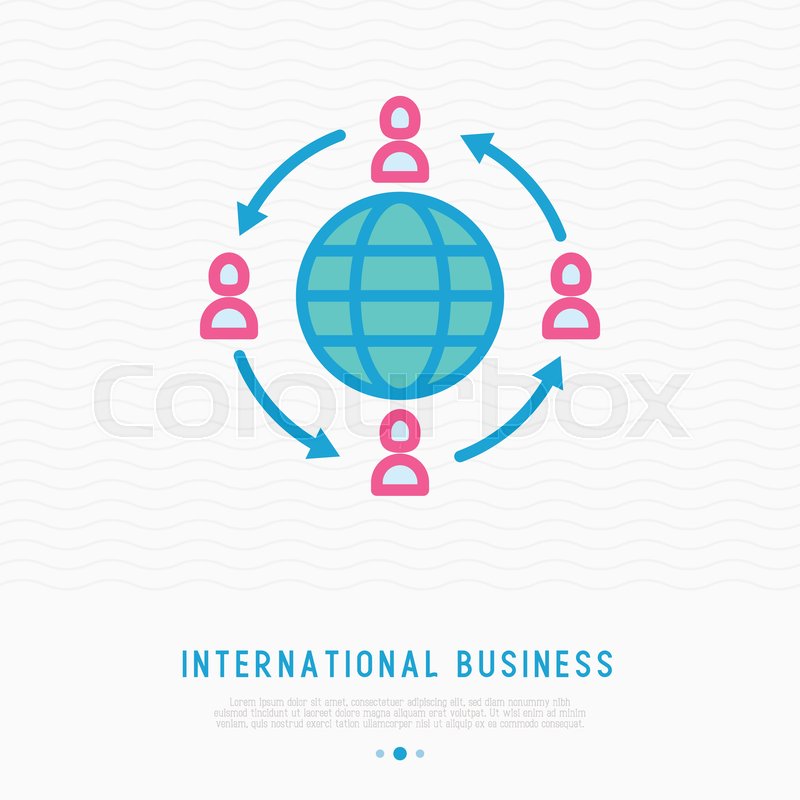 800x800 People Around Globe Thin Line Icon Stock Vector Colourbox